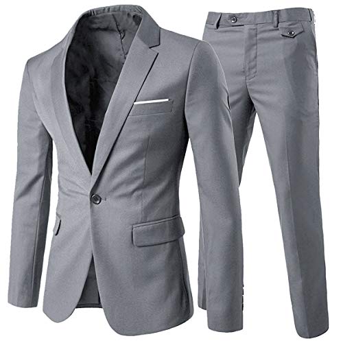 Allthemen Mens Suits 2 Piece Slim Fit Wedding Dress Suit One Button Business Suit Blazer Jackets Trousers