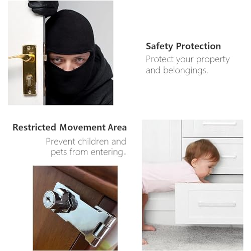Image of Bonsicoky 2 Pcs 3 Inch Keyed Hasp Locks, Twist Knob Keyed Locking Hasp Latches Keyed Different for Small Doors, Cabinets (Black)