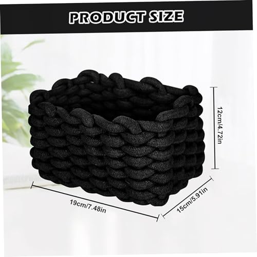Cesta de almacenamiento de algodón trenzado negra ideal como regalo para bebé 4
