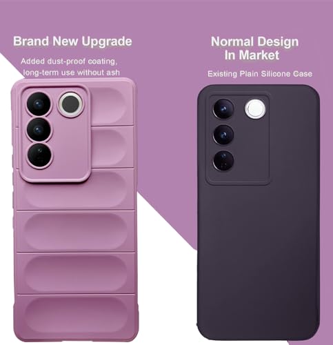 Image of A rtistque Liquid Silicone Stripes Back Cover Case for Vivo V27 / V27 PRO 5G | with Camera Protection | with Inner Fabric | Anti Slip Grip | AirBag Case| Vivo V27 / V27 Pro 5G Back Cover - Purple