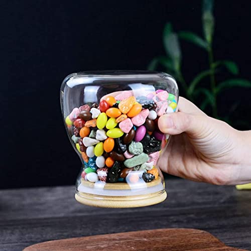 Image of MARTVIA Glass Food Storage Jars with Bamboo Lids 650ml Set of 2, Wide Mouth Lid Jar for Home Kitchen,Flour, Sugar, Coffee, Pasta, Oats, Grains, Cookies, Snacks (Barell 650 ML Jar, SET OF 2)