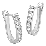 Elegantes pendientes de tuerca con forma de U con incrustaciones de piedras brillantes con incrustaciones. Diseño elegante para uso diario y regalo (color a elegir: dorado/). Pendientes de química