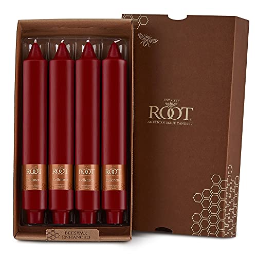 Bougies sans parfum Root Candles Collenette lisses 22,9 cm grenat