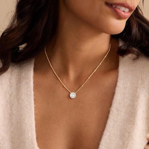 Turandoss Gold Necklace for Women, 14K Gold Plated Cubic Zirconia Necklace - image 2