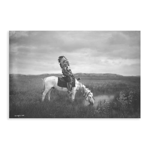 Toile Oglala Warrior Edward Curtis d'art haut de gamme en grand format