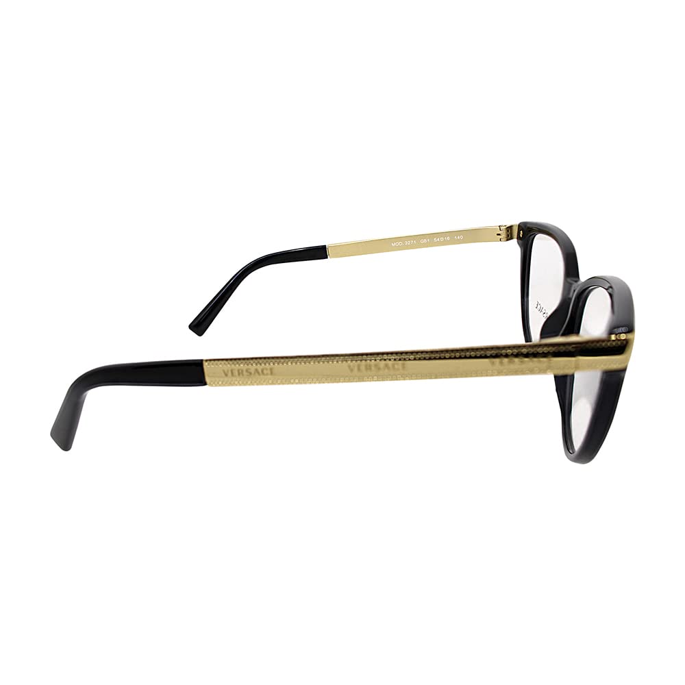 VersaceVE 3271 GB1 Black Plastic Cat-Eye Sunglasses Logo Stamped Demo Lenses Lens