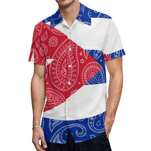T-shirt cachemire homme imprimé drapeau cubain décontracté pour l'été