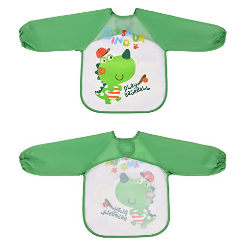 Vicloon Bibs with Sleeves, 4 Pcs Baby Waterproof Weaning Toddler Bib - Image 4