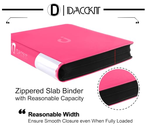 Image of D DACCKIT Card Binder 16 Pocket - Fits 1600 Cards,4X4 Ringless Card Album with Sleeves for Trading Cards & Sports Cards(Model C,Rose Red)