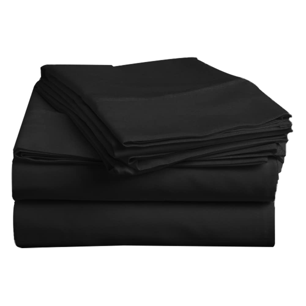 Pashmina Super King 100% Egyptian Cotton Black Bed Sheet 800 Thread Count 30cm Extra Deep Pocket Breathable Sateen Super Soft Long Stable Cotton Premium Hotel Quality Sheets with Pillowcases