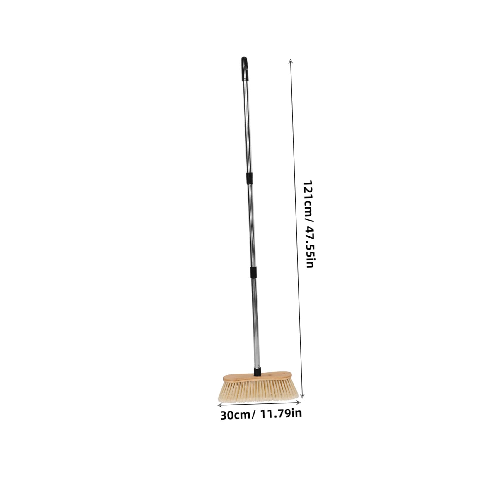 Scopa da Giardino con Setole Rigide e Manico in Acciaio Resistente Spazzola per Pulizia Patio con Testa Larga in Bamboo per Esterni e Interni