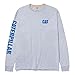 Caterpillar Men's Trademark Banner Long Sleeve Tee Shirts with Center Back Neck Wire Management Loop and CAT Logo, Heather Grey/Blue - Small