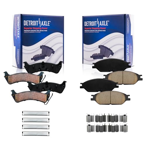 Image of Detroit Axle - Front and Rear Ceramic Brake Pads w /Hardware for 1999-2003