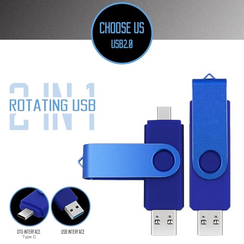 Image of 2 Pack 64GB Pen Drive USBC 2 in 1 USB Flash Drive for Computer and Phone