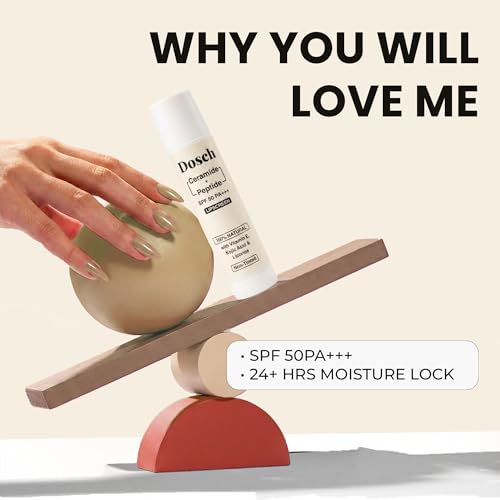 Image of DOSCH Non-Tinted Lip Balm-Lipscreen SPF 50 PA+++ | 2% Peptides, 2% Ceramides & 10% Natural Squalane | With Vitamin E | Brightening Lip Balm for Dark, Pigmented & Chapped Lips | 5 g | 24H Moisturization & Hydration | Kojic Acid & Licorice |For Women & Men