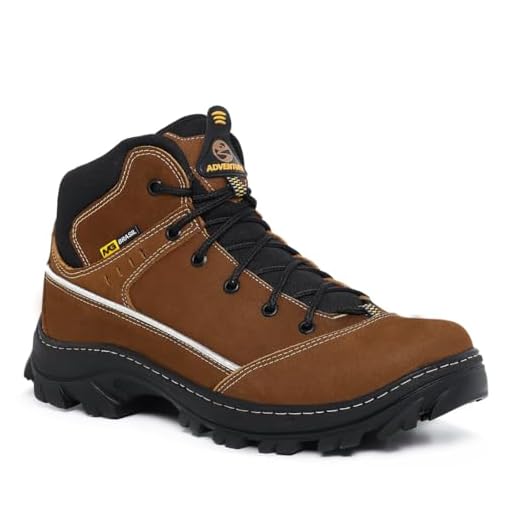 Bota Coturno Masculina Adventure Em Couro Legítimo Botina Sola Tratorada Antiderrapante Costurada 360° Palmilha Gel (MARROM, BR, Adulto, Numérico, 40)