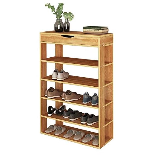sogesfurniture Étagère de Chaussures de Rangement en Bois de 5 Niveaux, Porte-Chaussures Meuble à Chaussures Portant de Stockage à l'Entrée pour Chambre/Salon, 75x30x94cm, Teck BHEU-L24-TK