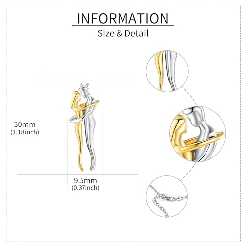 Hug Couple Necklace 925 Sterling Silver Hugging Couple Pendant Necklace Valentines Anniversary Jewelry Gifts for Women Wife Lover Him and Her 5