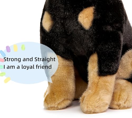 capybaraflying Niedliches simuliertes Dobermann-Plüschtier,30cm/11.8in realistisches Dobermann-Kuscheltier, kuschelige Schlafzimmerdekoration für Teenager – Schwarz