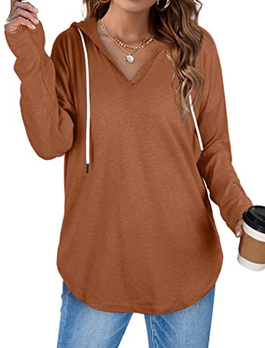 Bofell Fall Tops For Women 2023 Cute Casual Pullover Sweaters Long Sleeve Shirts Lightweight Caramel Xl #TOP24