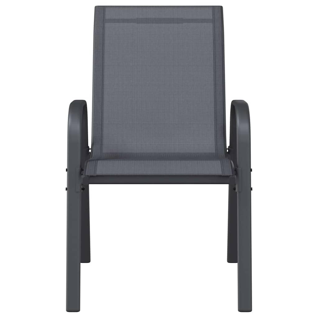 Sedie da giardino impilabili, 4 pezzi, in textilene grigio