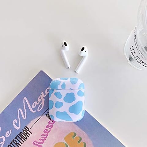 HengJun for AirPods Case Cover, Cute Cows Pattern Hard PC Case for Apple AirPods 2 & 1 Girls Women Men - Blus Cows Cover
