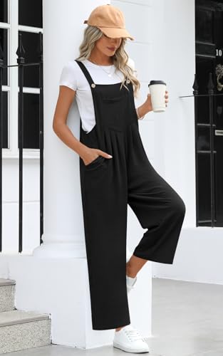 Anydoll Women's Overalls 2025 Summer Jumpsuits Casual Loose Sleeveless One Piece Adjustable Rompers With Pockets - Image 3