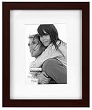 Malden International Designs Matted Linear Classic Wood Picture Frame, 5x7, Walnut