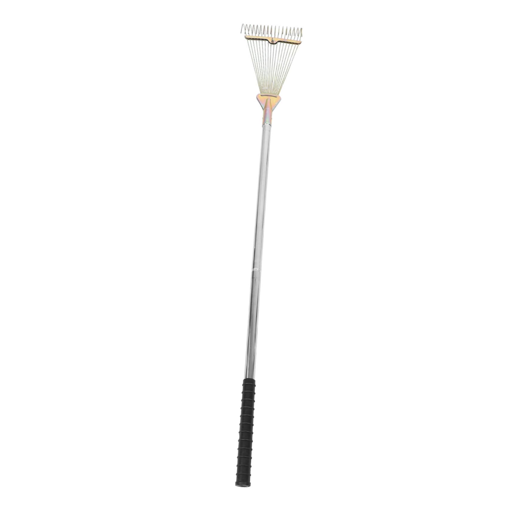 Rastrillo De Jardín Rastrillo De Metal para Césped Púas De Metal Cabeza Ancha Herramienta De Jardín De Acero Inoxidable para Recoger Césped y Arbustos