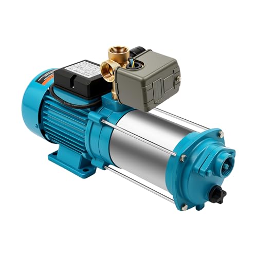 TESUGN Bomba Centrífuga de Acero Inoxidable 1300 W Para Jardín, Control de Bomba, Interruptor de Presión, 9,8 Bar, 6000 L/H