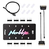 Iesooy 5V 3PIN ARGB Controller - SATA Powered ARGB Controller PC Lighting Hub, 8 Way Addressable ARGB Splitter Support SignalRGB OpenRGB