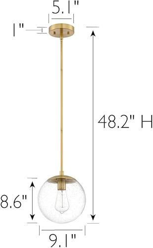 Miniatura 5 de Design House Gracelyn 588509-SG - Lámpara colgante regulable, cristal semillado, oro satinado, 9.06 x 9.06 pulgadas x 48.23 pulgadas