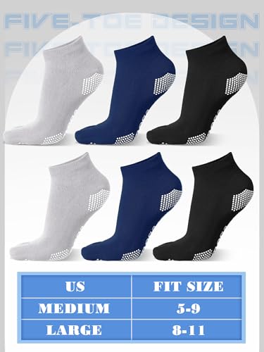 6 Pairs Women Toe Socks Non Slip Yoga Socks with Grip Men Pilates Toe Socks for Dance Gym3
