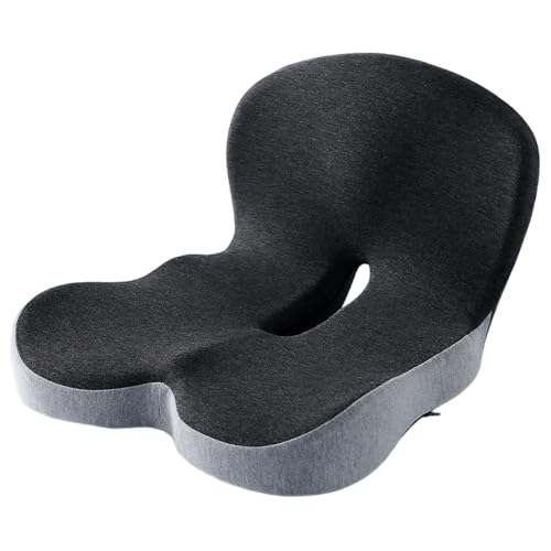 Wxeadu Cojin Silla Oficina, Cojín para Coxis con Respaldo, Cojin Ergonomico Silla Oficina, Cojín de Asiento Ergonómico, Cojin Coxis Ortopedico, Cojin de Coxis de Espuma Memoria para Oficina, Coche