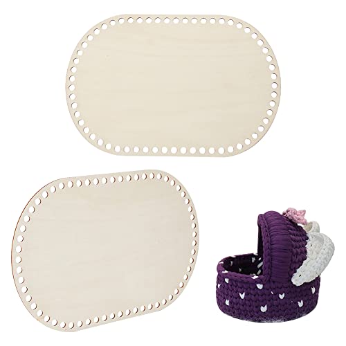 PH PandaHall 2pcs Wooden Basket Bottom Oval Crochet Basket Bottom 11.8×7.7" Wooden Base Shaper Blank Crochet Base for Basket Knitting Weaving Crochet Supplies DIY Bags Purse Making