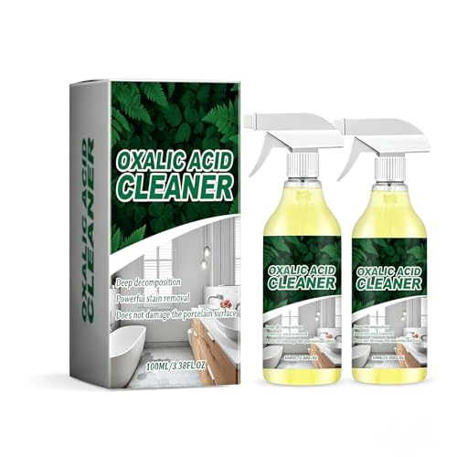 2026 Upgraded Oxalic Acid Cleaner Spray Oxalic Acid Powerful Stain Cleaner Multipurpose Stain Remover Spray for Bathroom Multi-surface Rust Remover for Bathtub Porcelain Tiles (2PC)