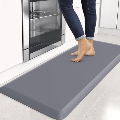 Image of 4 /5 Inch Thick Kitchen Mats for Floor, StepRite Kitchen Rug for Standing Desk, Non-Slip, Thicker, Stain & Water Resistant, Comfort Anti Fatigue Floor Mat for Home, Kitchen, Office - Grey,54 * 22''