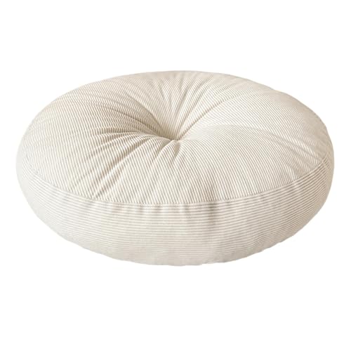 Milageto Cojín de Suelo Redondo para meditación para Adultos, cojín de Asiento Suave de Calidad, de Suelo Grande para Oficina y Dormitorio, Beige