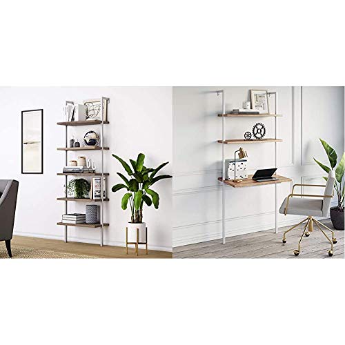 Buy Nathan James Theo 5Shelf Wood Ladder Bookcase with Metal Frame, 5