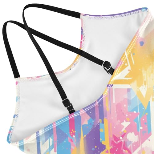 KLL Spray Paint Rock Star Toddler Girl 1 Piece Swimsuits Beach Swimming Suits Adjustable Shoulder Strap Quick Dry4