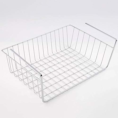 CamKpell Silver Polyester & Spandex Lightweight and Durable Design Suoerior Kitchen Under Shelf Storage Basket Lightweight Metal Organiser Rack