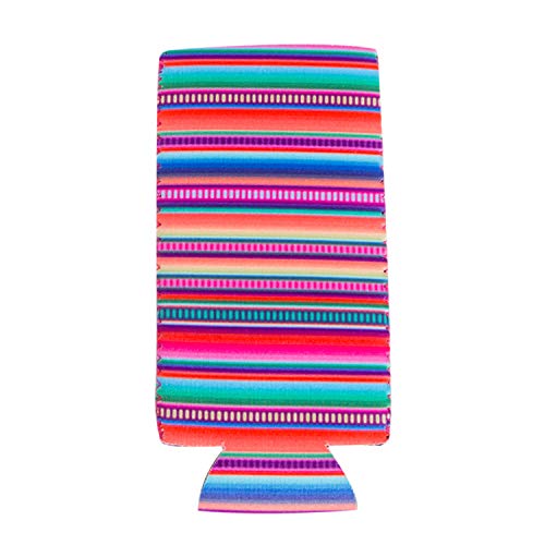 Slim Can Sleeves - Neoprene Bottle Insulator Sleeve Set of 2 Can Beverage Coolers for 12oz Energy Drink & Beer Cans (Stripe)