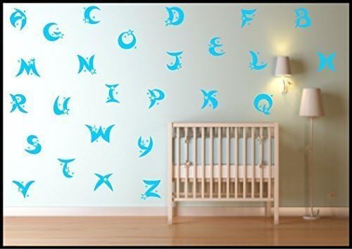 Alphabet Letters Wall Stickers Childrens Bedroom Nursery, Purple Gloss