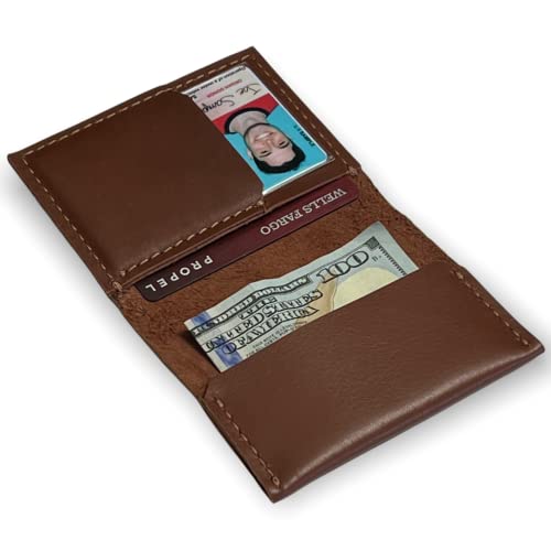 Running Horse Handmade Mens Bifold Credit Card Holder Wallet Slim Minimalist Veg Tan Pure Leather Front Pocket I.D Card. Unisex Gift Carteras Para Hombres (Tan)4