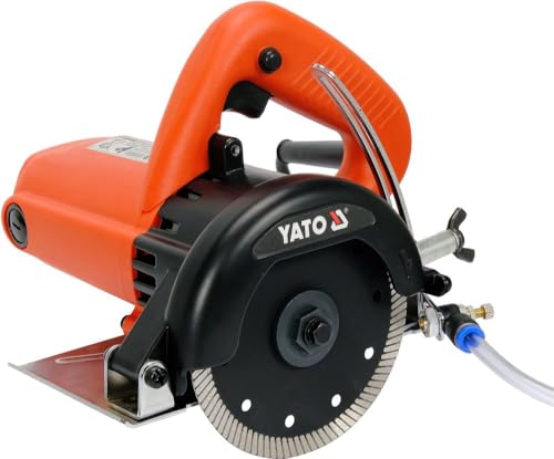 YATO Scie à tronçonner professionnelle humide et sec 1400 W avec disque diamant Ø 125 mm, 12000 tr/min, profondeur de coupe réglable max. 38 mm, débit