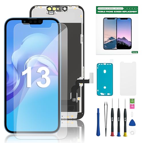 for iPhone 13 Screen Replacement HD LCD 6.1\" Display and 3D Touch Digitizer Assembly with Repair Tools, Waterproof Tape, Screen Protector, and True Tone for A2633 A2482 A2631 A2634 A2635