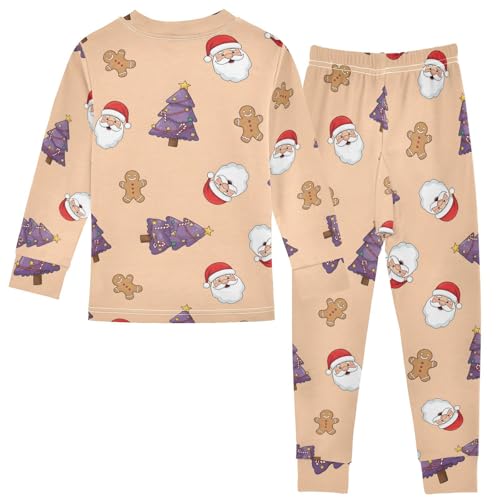 Pajama Sets Long Sleeve Christmas Trees Santas and Gingerbreads Soft Comfy Sleepwear 2 Piece PJS 3-8T3