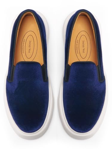 Image of Journey West Women's Fashion Velvet Sneakers with Embroidery Comfortable Slip-On Work Shoes for Women