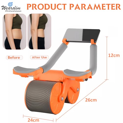 Image of Wearslim Abs Roller for Men & Women with Advanced Automatic Rebound, Strong Elbow Support, Timer, Mobile Holder & Knee Pad