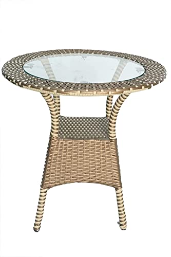 Image of Anaya Decor D-12 Chairs Table Set 4+1 Wicker Patio Furniture Sets 4 Chair and 1 Table for Garden Balcony Bedroom Powder Coated Frame Uv Protected Wicker (Gold)